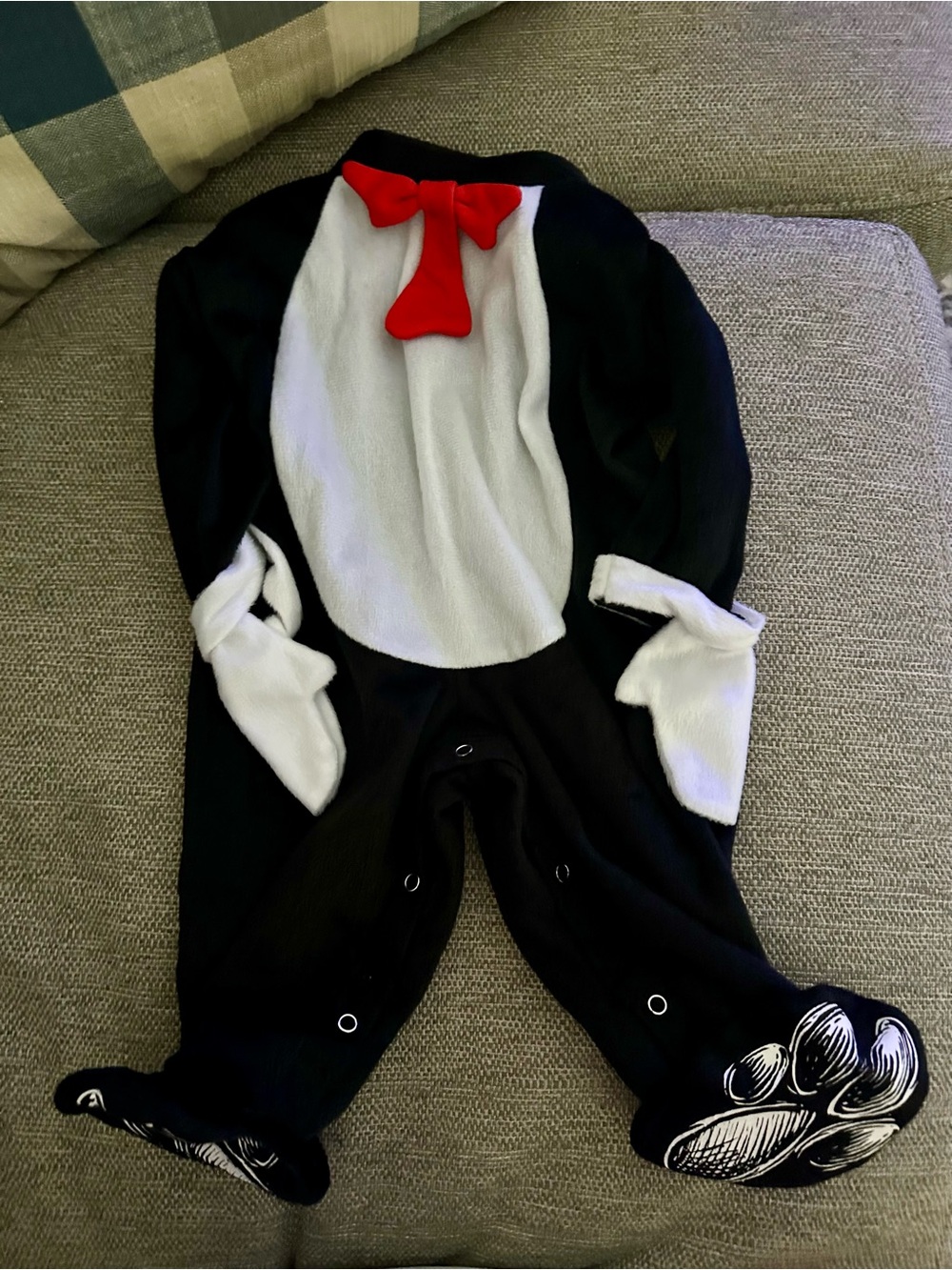 Kids Black & White Dr. Suess One-Piece with Red Bow